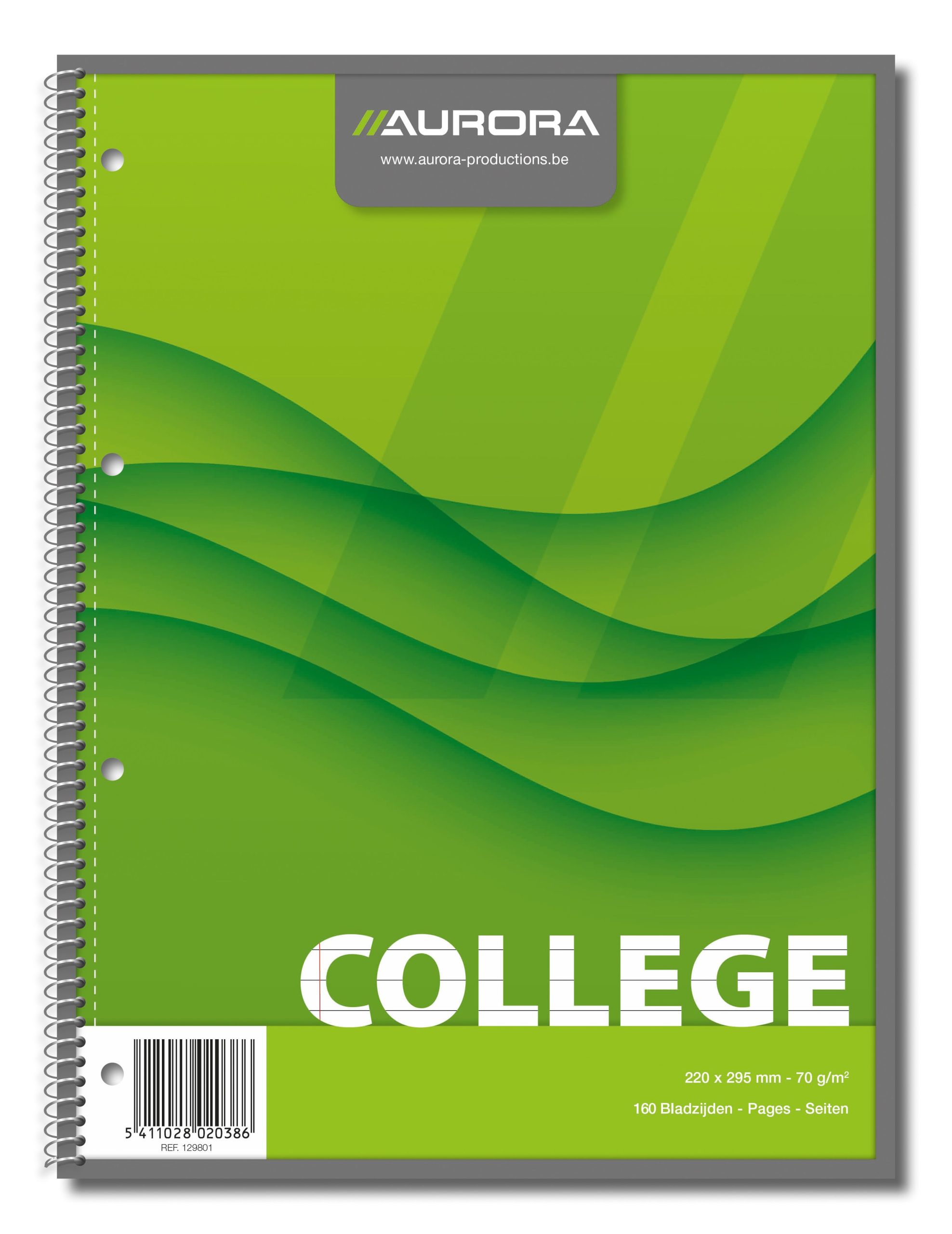 Caiet cu spirala, A4, 80 file - 70g/mp, 4 perf., coperti carton, AURORA College - dictando