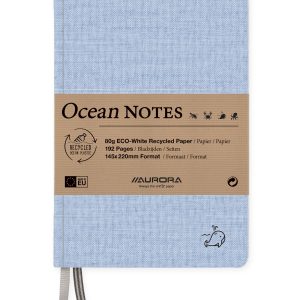 Caiet A5, 192 file - hartie reciclata 80 g/mp, coperta panza albastru , AURORA Ocean - dictando