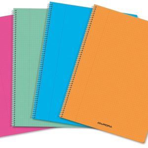 Caiet cu spirala, A4, 60 file - 80g/mp, coperta PP transparent color, AURORA - matematica