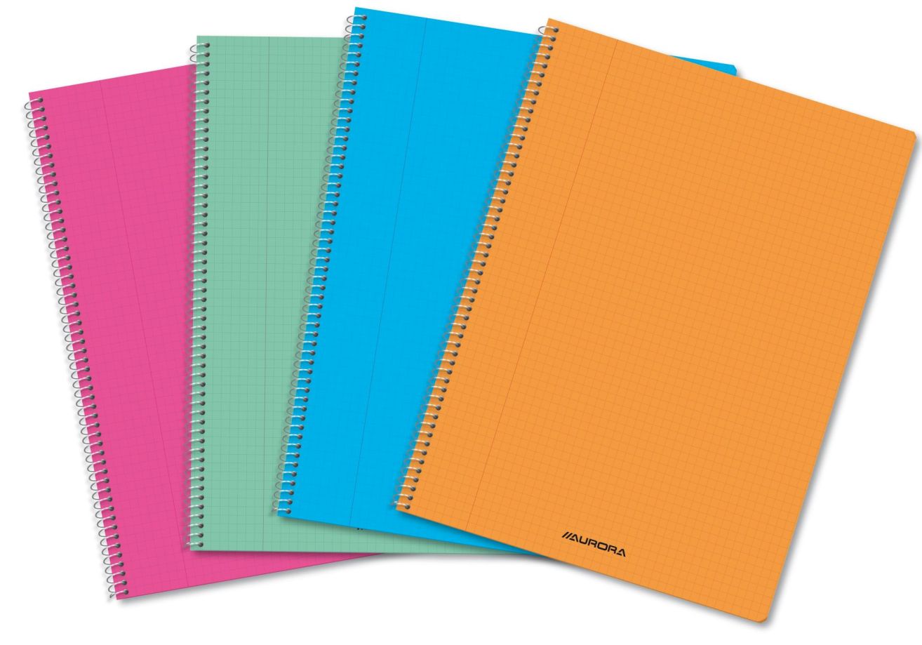 Caiet cu spirala, A4, 60 file - 80g/mp, coperta PP transparent color, AURORA - matematica