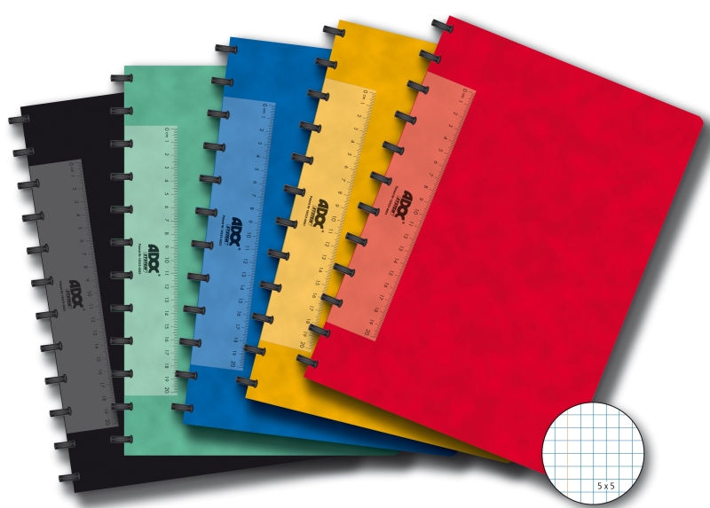 Caiet A4, 72 file - 90g/mp, coperta carton color embosat, AURORA Adoc - matematica