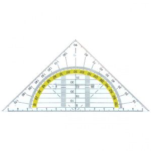 Echer 16 cm, cu raportor 180 grade, plastic transparent, ALCO