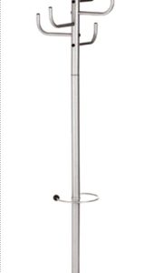 Cuier metalic argintiu ALCO, 172/40cm; cu 8 agatatori metalice, suport umbrele