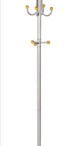 Cuier metalic argintiu ALCO, 185/40cm, 11 agatatori metalice cu accesorii din lemn