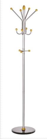 Cuier metalic argintiu ALCO, 185/40cm, 11 agatatori metalice cu accesorii din lemn