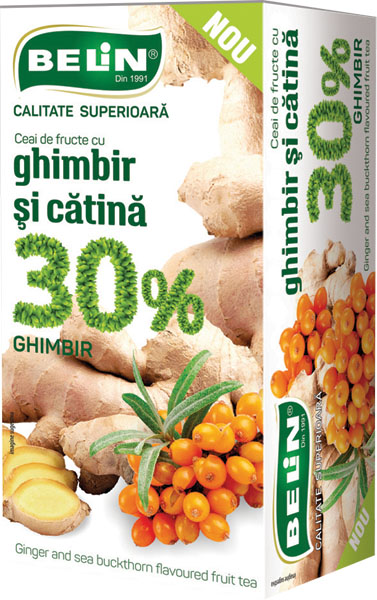 Ceai Belin fructe 30% ghimbir si catina, 20 pliculete