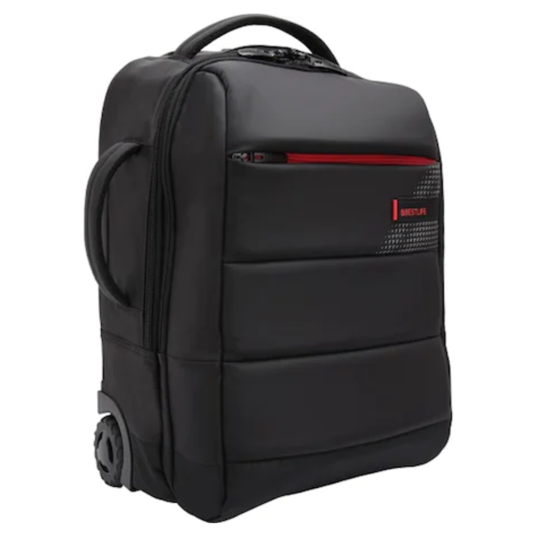 Rucsac troller BESTLIFE Cplus, 43x32x21cm, compartiment tableta si laptop 15.6 inch, negru/rosu