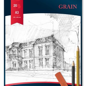 Bloc desen A3, 20 file - 200g/mp, AURORA Grain - carton alb