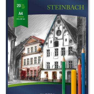 Bloc desen A4, 20 file - 200g/mp, AURORA Steinbach - carton alb