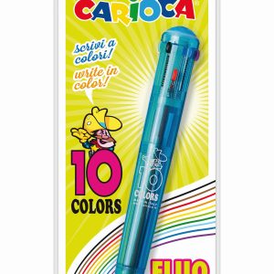 Pix cu 10 culori fluorescente, corp transparent color, blister, CARIOCA