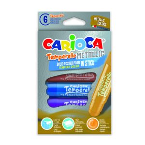 Creioane tempera metalizate, lavabile, 6 culori/cutie, CARIOCA Temperello Metallic