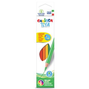 Creioane colorate CARIOCA Tita, hexagonale, flexibile, 6 culori/cutie