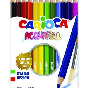 Creioane colorate CARIOCA Acquarell, hexagonale, 12 culori/cutie - cutie carton