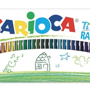 Creioane colorate CARIOCA Tita Rainbow Set, hexagonale, flexibile, 50 culori/cutie
