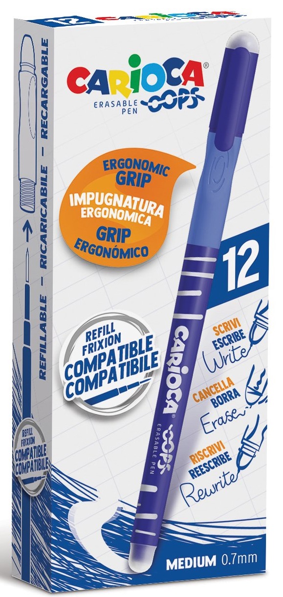 Pix erasable, 0.7mm, CARIOCA Oops - albastru
