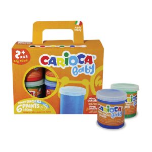 Tempera super lavabila, pentru pictura cu mana, 6 culori x 80ml/set, CARIOCA Baby Finger Paint 2+