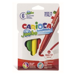 Carioca super lavabila, varf gros - 6mm, 6 culori/cutie, CARIOCA Jumbo