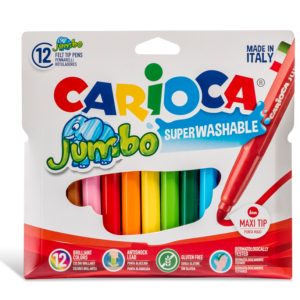Carioca super lavabila, varf gros - 6mm, 12 culori/cutie, CARIOCA Jumbo