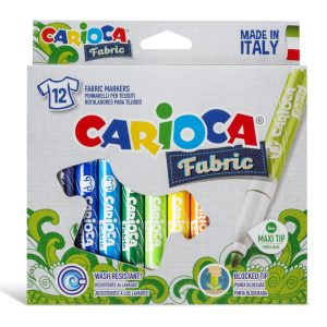 Carioca pentru textile, varf gros - 6mm, 12 culori/cutie, CARIOCA Fabric