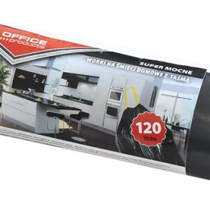 Saci menaj super rezistenti 120L,cu snur, 67 x 98cm, 45 microni, 10buc/rola, Office Products - negri