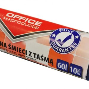 Saci menaj premium 60L, cu snur, 57 x 72cm, 17 microni, 10buc/rola, Office Products - albastri