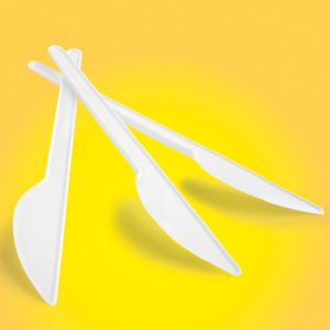Cutite din plastic, 17cm lungime, 100buc/set, Office Products - albe