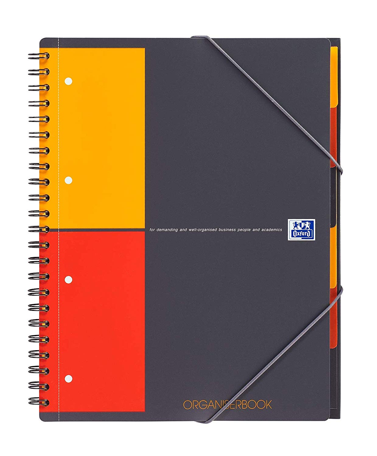 Caiet cu spirala, OXFORD Int. Organiserbook, A4+, 80 file-80g/mp, Scribzee, 4 perf, coperta PP-mate