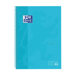 Caiet cu spirala, OXFORD Europeanbook 1, A4+, 80 file-90g/mp, hardcover bleu pastel, Scribzee-dictan