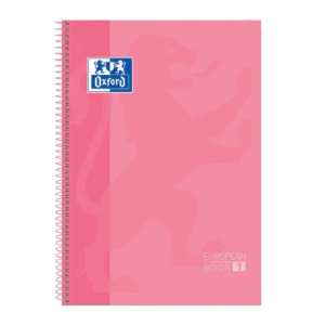 Caiet cu spirala, OXFORD Europeanbook 1, A4+, 80 file-90g/mp, hardcover roz, Scribzee-mate