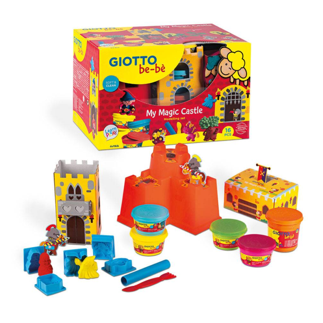 Kit plastilina dough 5 culori + ustensile modelaj, GIOTTO be-be My Magic Castle