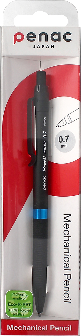 Creion mecanic profesional PENAC Protti PRD-107, 0.7mm, corp metalic, varf retractabil, negru/bleu,