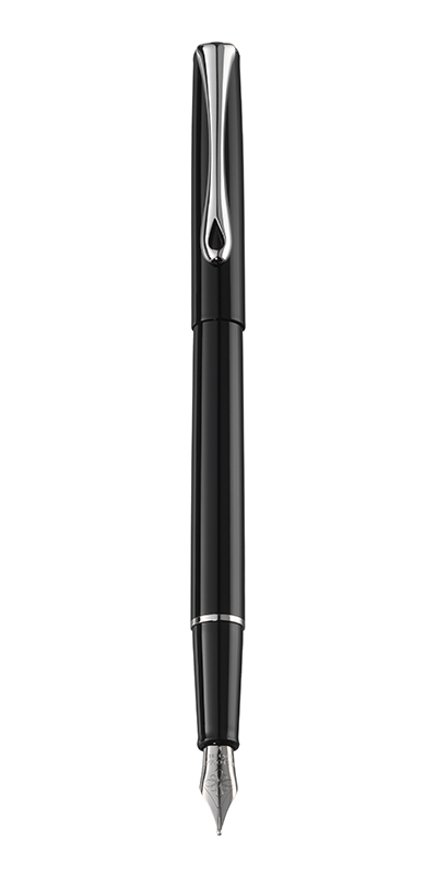 Stilou Diplomat Traveller, cu penita M, din otel inoxidabil - black lacquer