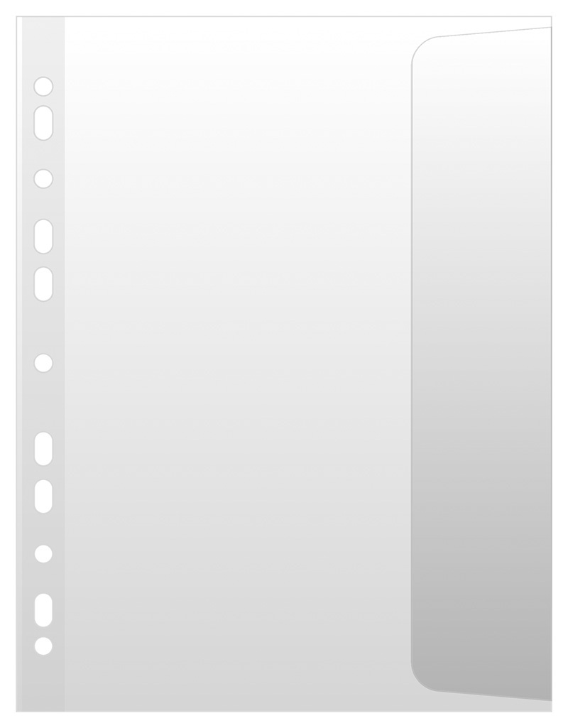 Folie protectie documente A4, cu clapa laterala, 100 microni, 10/set, DONAU - transparent