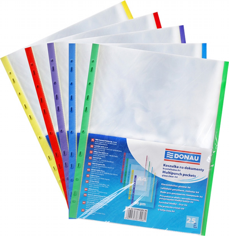 Folie protectie cristal, margine color, 40 microni, 25 folii/set, 1 cul/set, DONAU - diverse culori