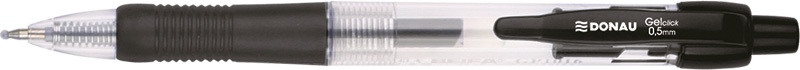 Pix cu gel, mecanism retractabil, rubber grip, 0.5 mm, cerneala rezistenta la apa, DONAU - negru