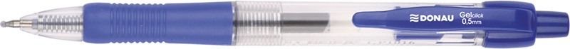 Pix cu gel, mecanism retractabil, rubber grip, 0.5 mm, cerneala rezistenta la apa, DONAU - albastru