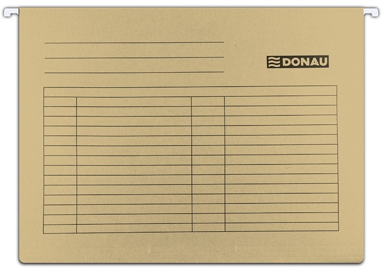 Dosar suspendabil cu eticheta, bagheta metalica, carton 230g/mp, 5 buc/set, DONAU - maro
