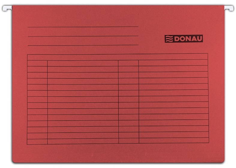 Dosar suspendabil cu eticheta, bagheta metalica, carton 230g/mp, 5 buc/set, DONAU - rosu