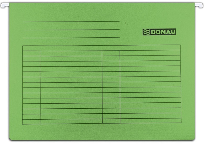 Dosar suspendabil cu eticheta, bagheta metalica, carton 230g/mp, 5 buc/set, DONAU - verde