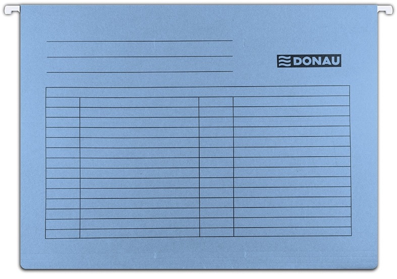 Dosar suspendabil cu eticheta, bagheta metalica, carton 230g/mp, 5 buc/set, DONAU - albastru