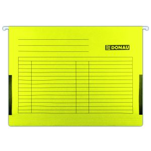Dosar suspendabil cu burduf si eticheta , bagheta metalica, 5 buc/set, DONAU - galben