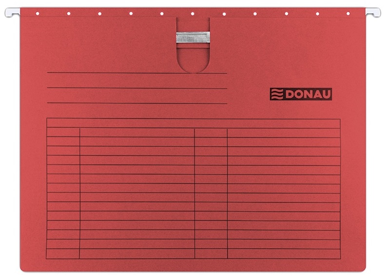 Dosar suspendabil cu sina, carton 230g/mp, bagheta metalica, 5 buc/set, DONAU - rosu