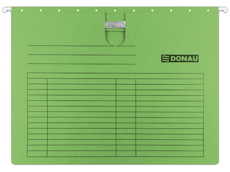 Dosar suspendabil cu sina, carton 230g/mp, bagheta metalica, 5 buc/set, DONAU - verde
