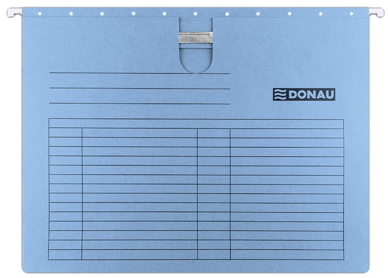 Dosar suspendabil cu sina, carton 230g/mp, bagheta metalica, 5 buc/set, DONAU - albastru