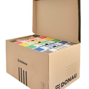 Container de arhivare cu capac deschidere superioara, carton 450gsm, DONAU - negru/kraft