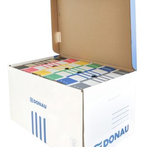 Container de arhivare cu capac deschidere superioara, carton 450gsm, DONAU - albastru/alb