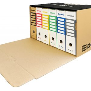 Container de arhivare cu capac deschidere frontala, carton 450gsm, DONAU - negru/kraft