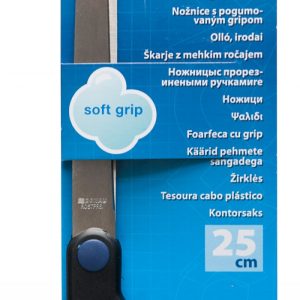 Foarfeca otel, ergonomica, 25cm, cu rubber grip, DONAU Soft Grip - maner albastru