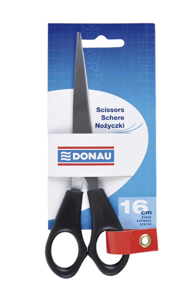 Foarfeca otel, ergonomica, 16cm, DONAU Classic- maner negru