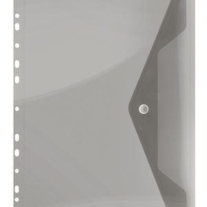 Folie protectie doc. A4, clapa laterala, inchidere cu capsa, 4/set, 200 microni, DONAU - fumuriu